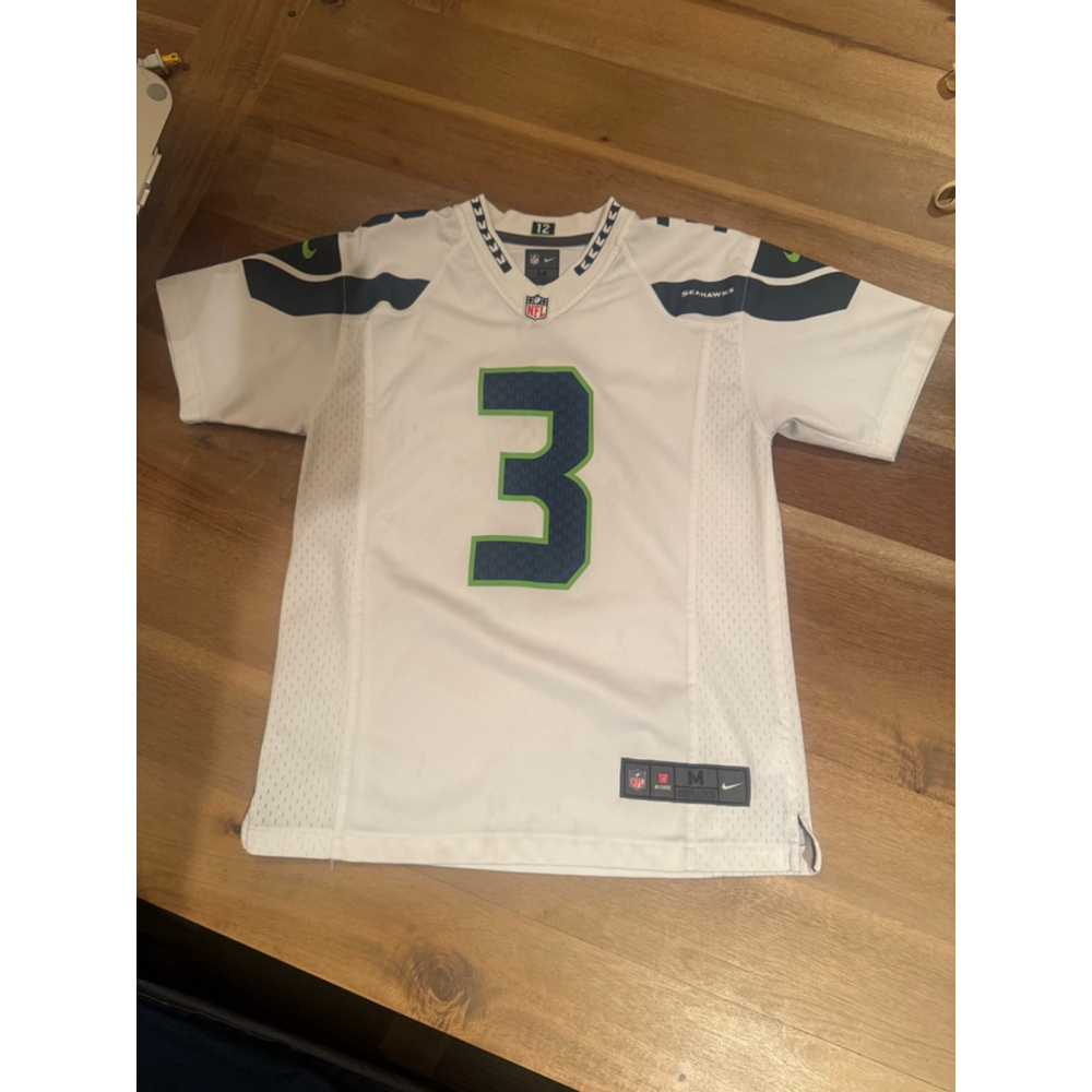 Nike Seattle Seahawks Russell Wilson Jersey Kids Medium White Blue